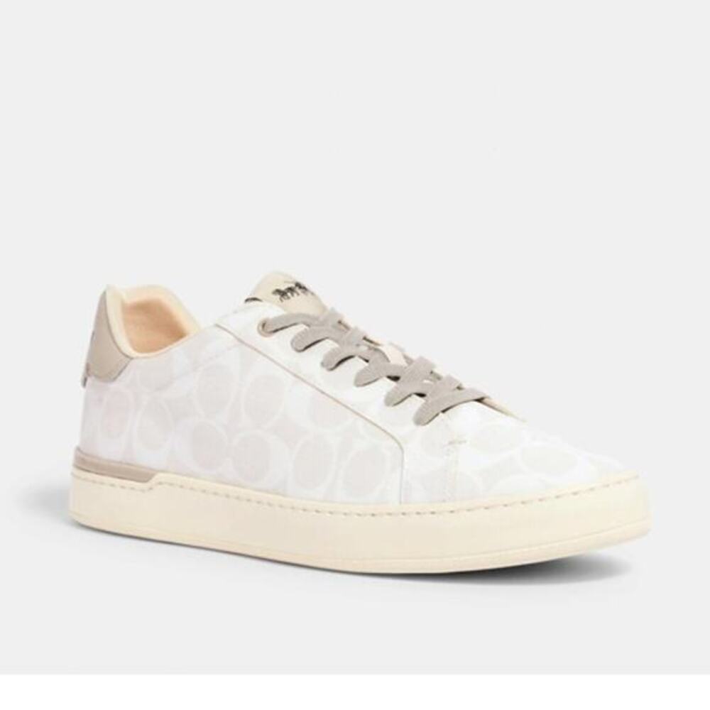 Coach Clip Low Top Sneakers in signature canvas Chalk Off‎ White, model G4949